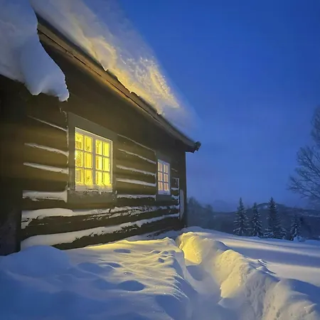 Historic Log With Views Of Jotunheimen